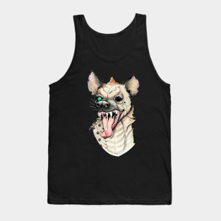 Hyena Traditional Tattoo Hand Drawn Pen & Pencil Demonic Animal Design Tank Top